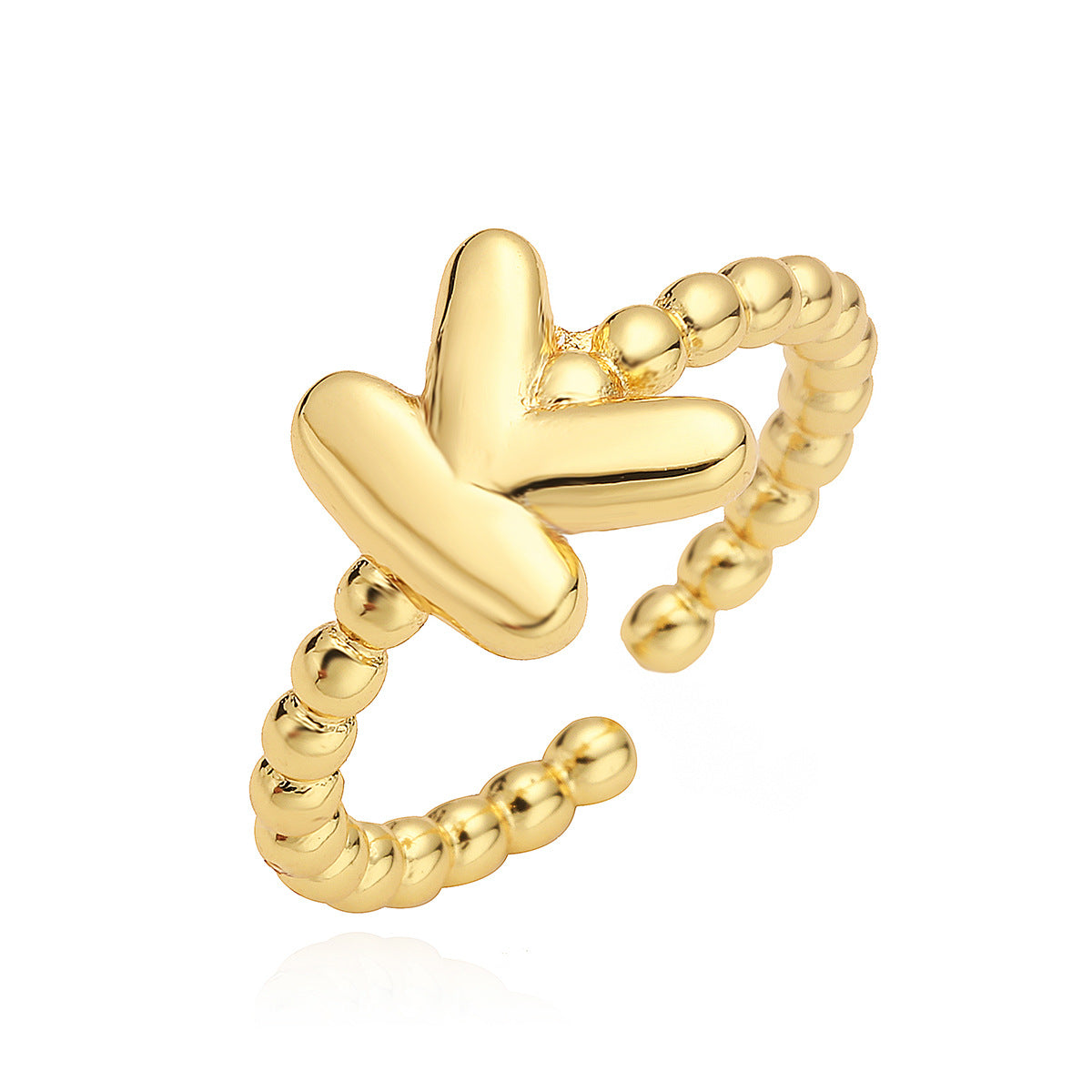 Minimalist 18K Gold Plated Brass Letter Ring for Women