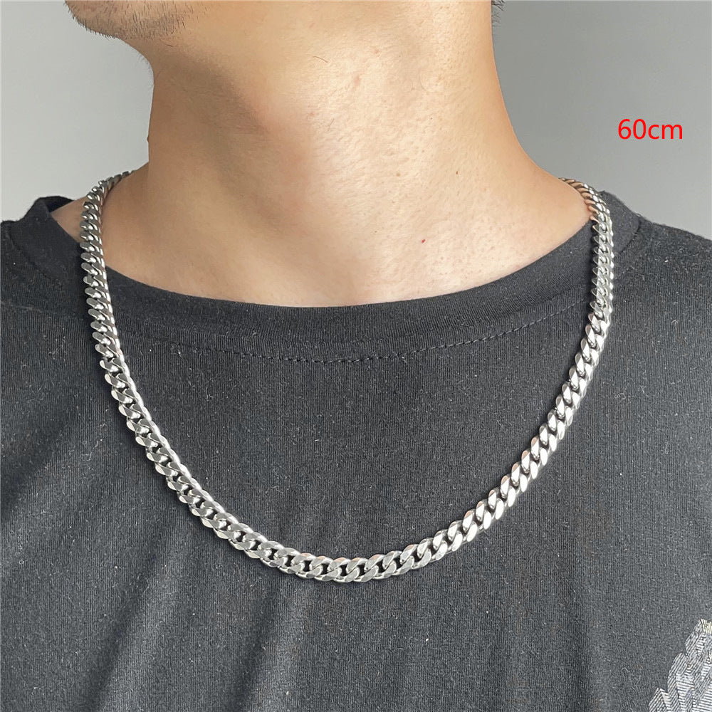 Hip-hop Minimalist Geometric Titanium Steel Curb Chain Necklace Unisex
