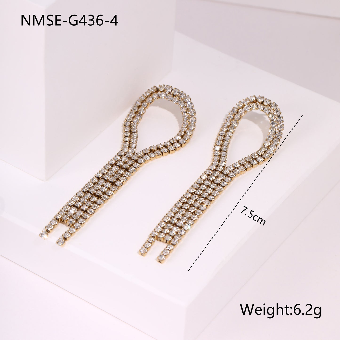 Orecchini alla moda in acciaio inossidabile a forma di cuore e stella con strass e nappe, gioielli di lusso placcati ipoallergenici per donna