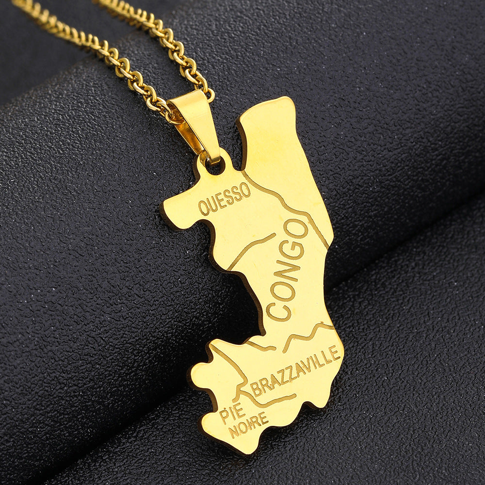Elegante collana pendente a stella geometrica in acciaio inossidabile con ciondolo in acciaio al titanio e finitura galvanizzata per abbigliamento unisex alla moda