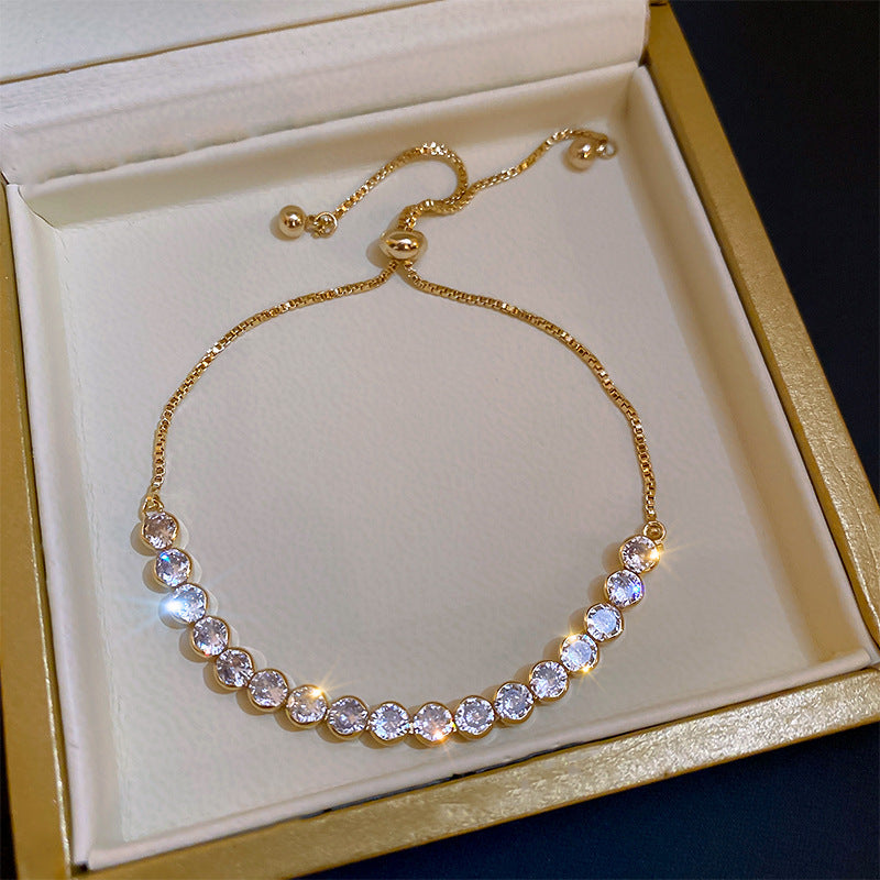 Luxury Elegant Geometric Alloy Plated Bracelet with Cubic Zirconia for Women