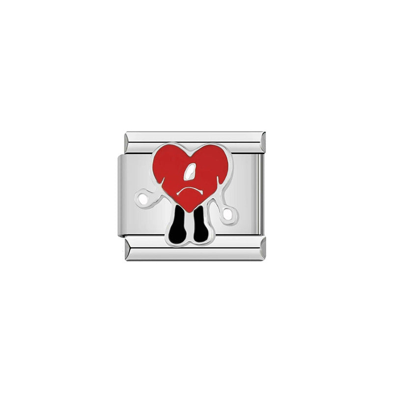 Sweet Streetwear Heart Stainless Steel Plated DIY Charm Bar Bracelet Accessories Unisex