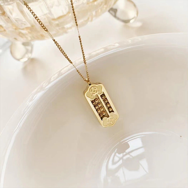 Minimalist Geometric Stainless Steel Pendant Necklace with Plated Finish for Women, Clavicle Chain and Sweater Chain