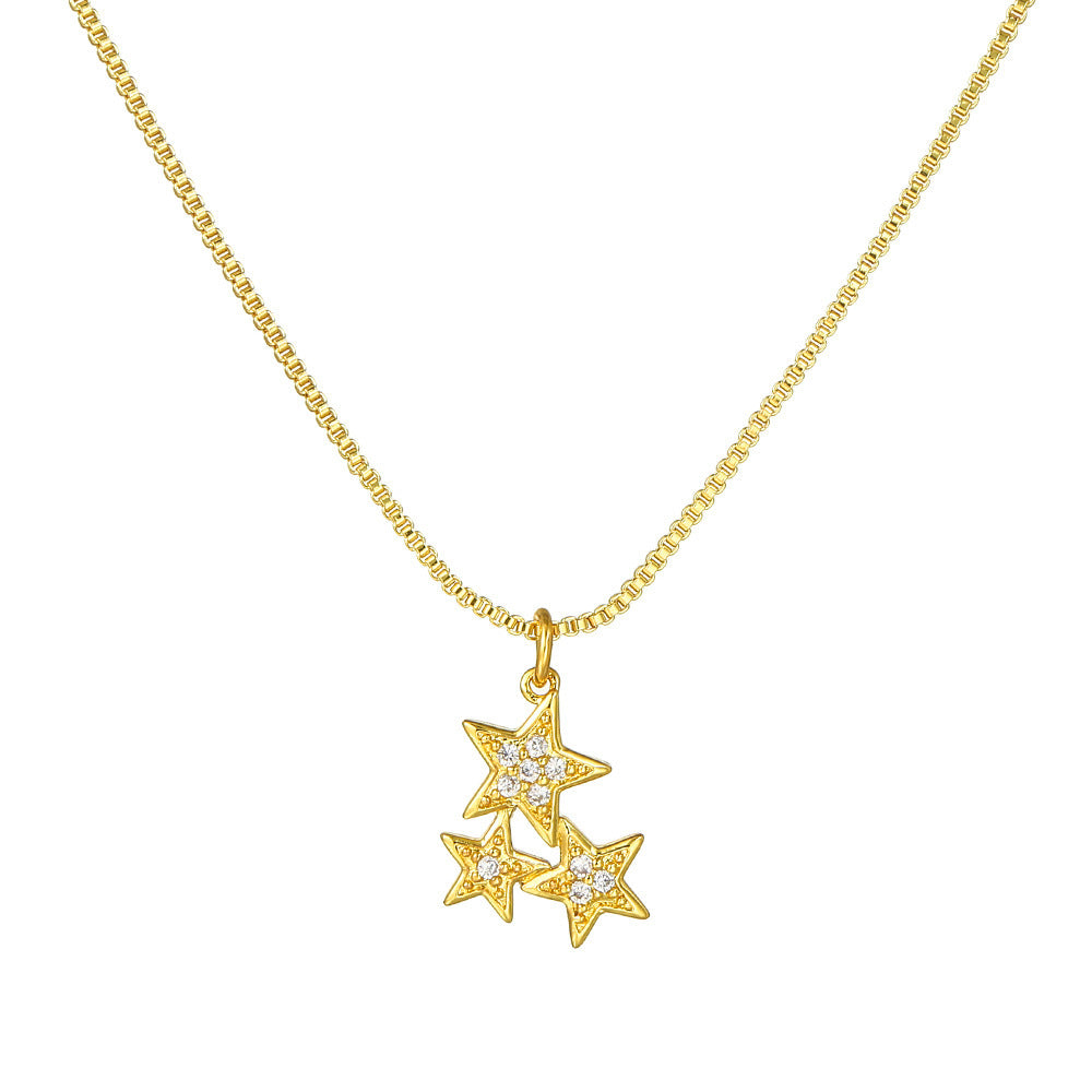 Elegant Heart Brass Cubic Zirconia Pendant Necklace Cable Chain Unisex