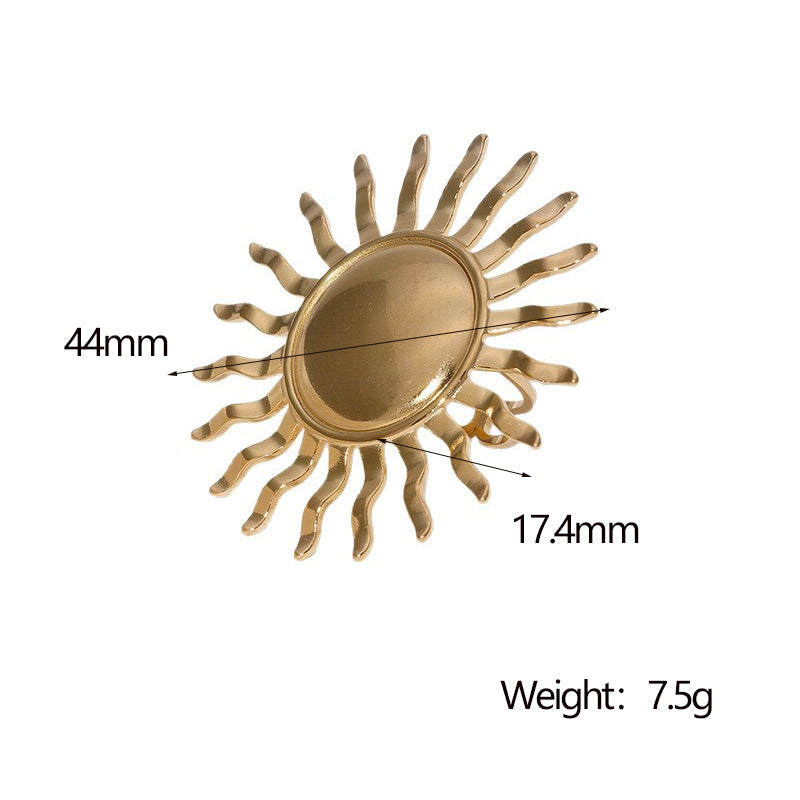 Anello Aperto Girasole Minimalista Vintage Gioielli in Acciaio Inossidabile Placcato Oro 18K da Donna