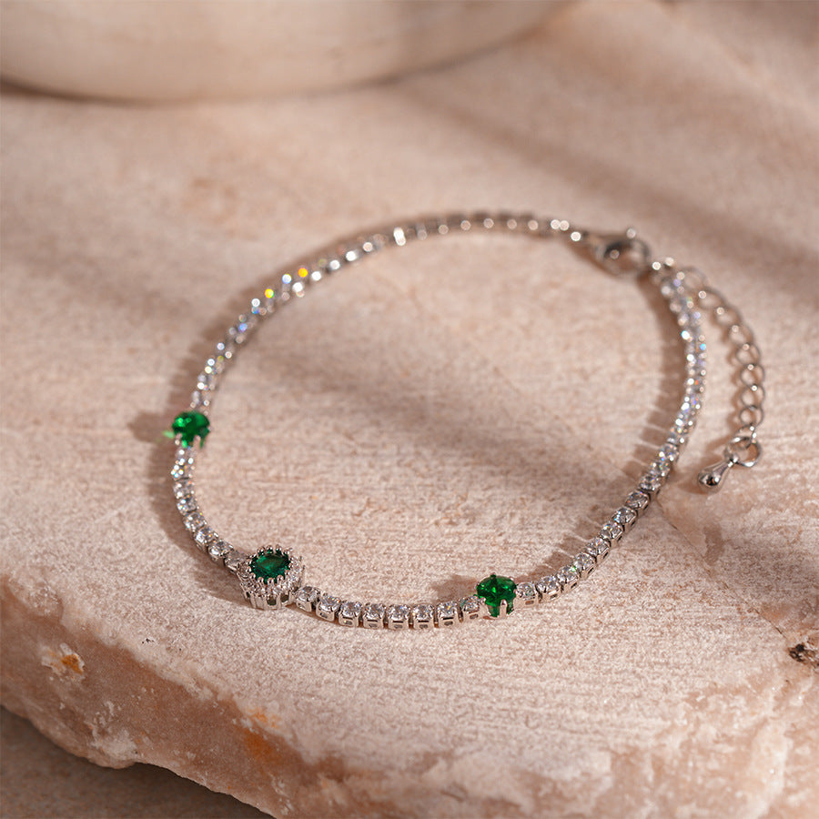 Luxury Elegant Geometric Floral Cubic Zirconia Inlay Bracelet for Women