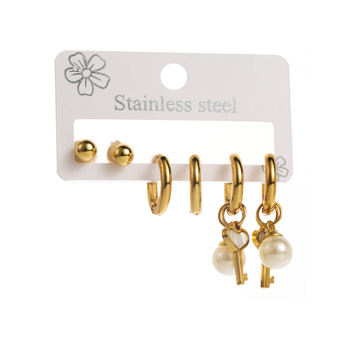 Pendientes de botón minimalistas geométricos de acero inoxidable con acabado chapado para mujer