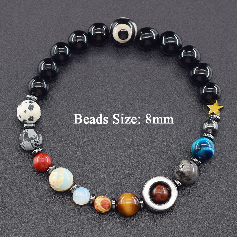 Classic Sweet Natural Gemstone Round Geometric Stretch Bracelet Unisex Jewelry Gift