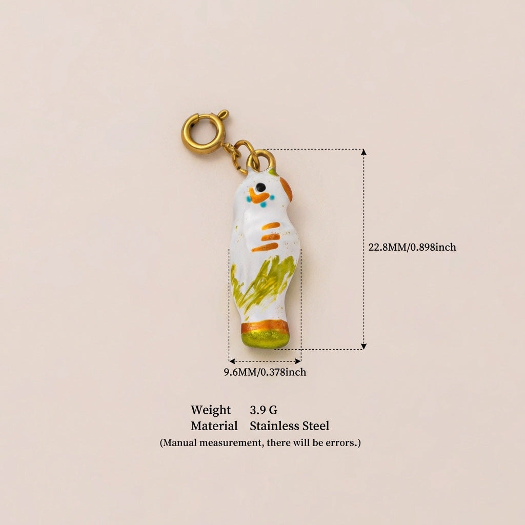 Vintage 18K Gold Plated Stainless Steel Animal Pendant Charm Bar for Women
