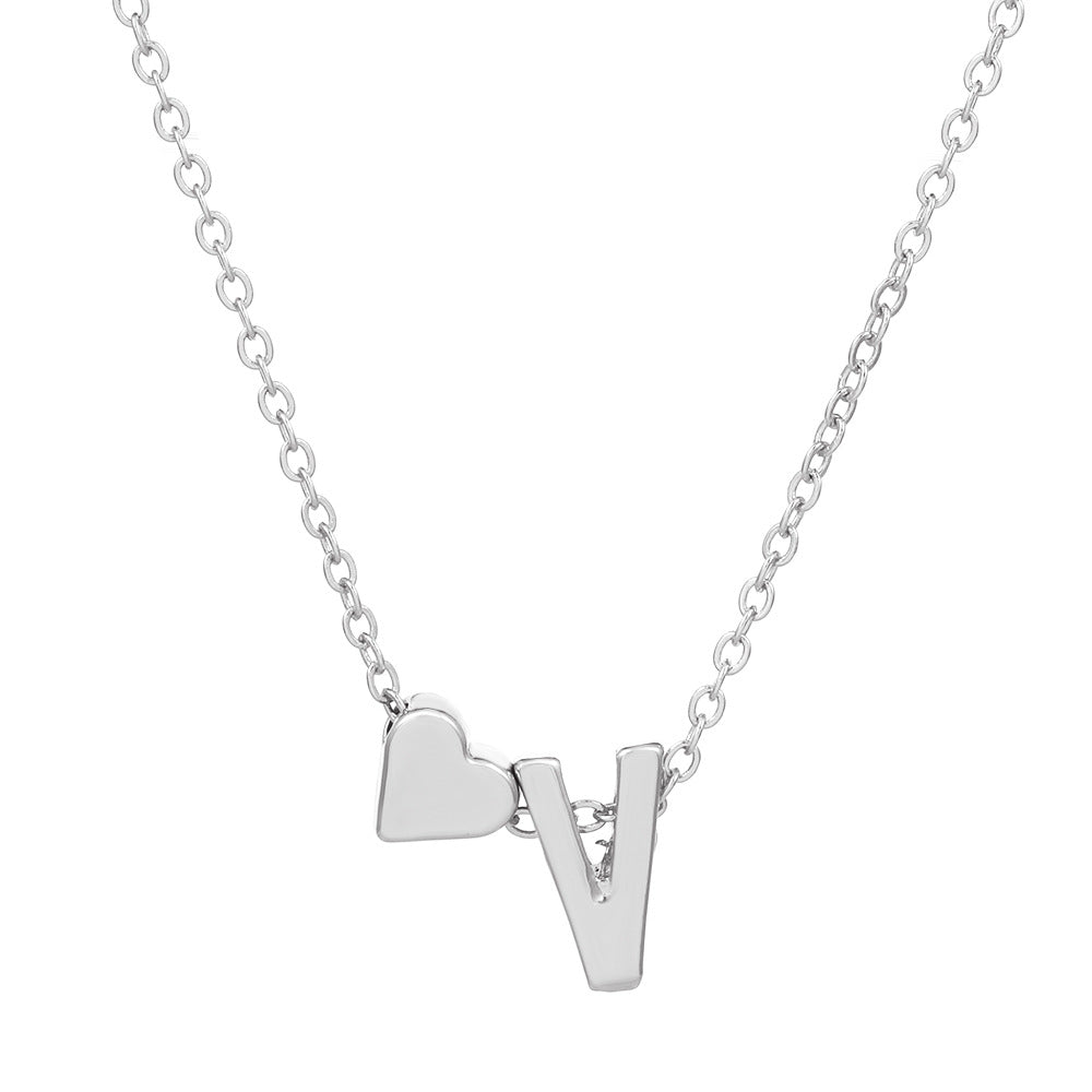Sweet Heart Letter Alloy Plated Necklace Singapore Chain for Women