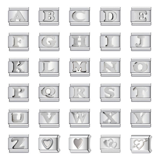 Personalized Stainless Steel Plated Letter Charm Bar Bracelet Unisex DIY Elastic Link Band