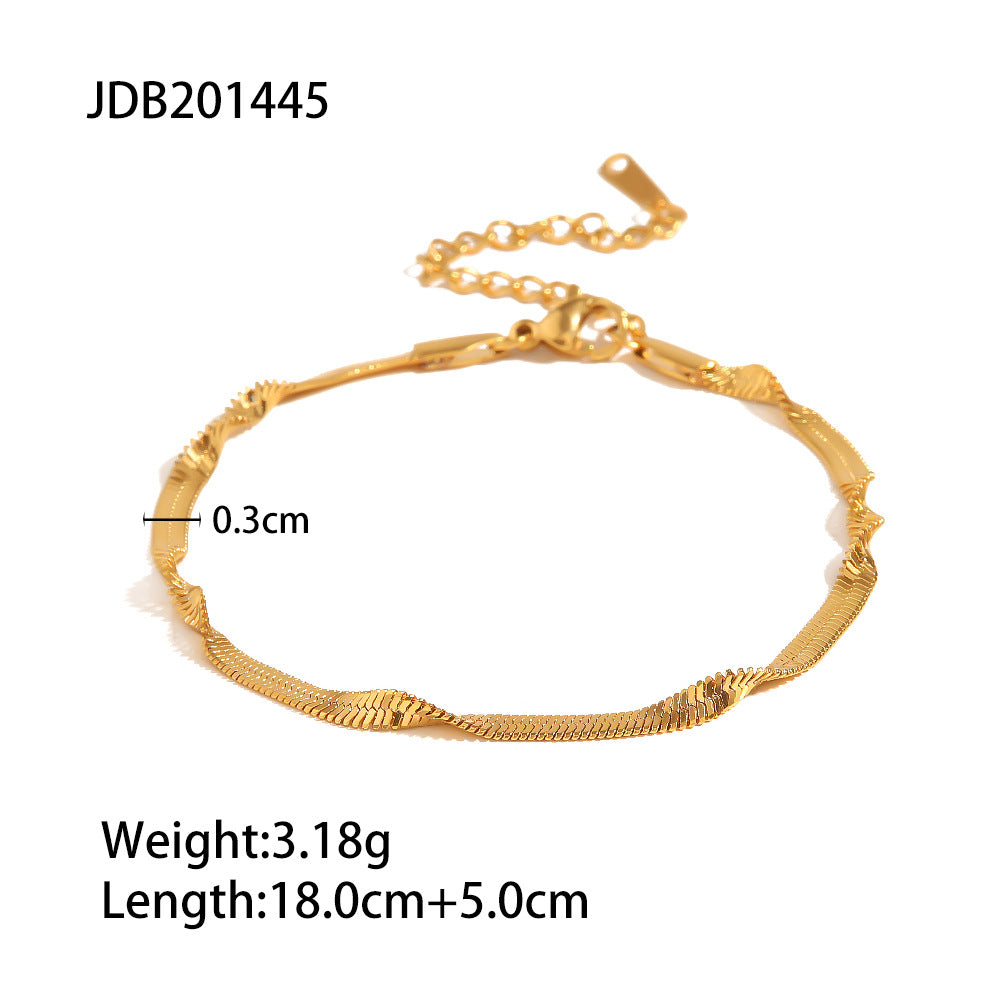 Geometric Circle Pendant Bracelet in Stainless Steel with 18K Gold Plating for Women
