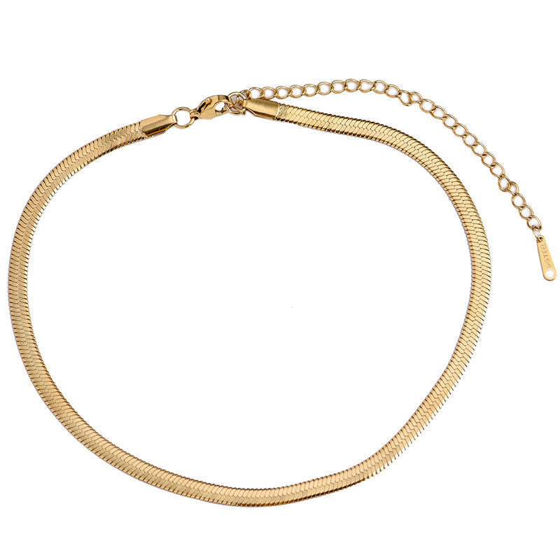Collana a catena a O in acciaio al titanio minimalista da donna Collana sottile per clavicola senza ciondolo Gioielli in acciaio inossidabile ipoallergenici