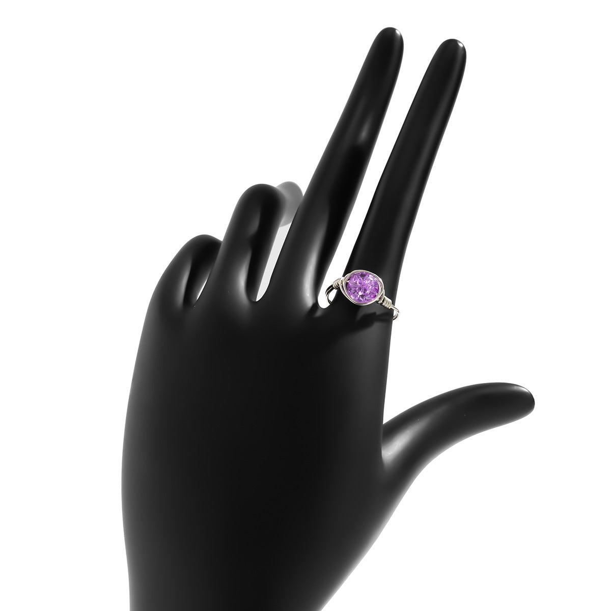 Anello da donna in rame stile rustico minimalista con perline geometriche circolari