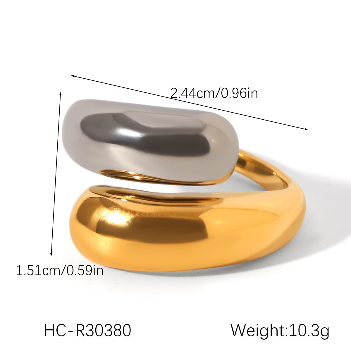 Minimalist Geometric Stainless Steel Ring for Women with 18K Gold Plating Titanium Steel Finish