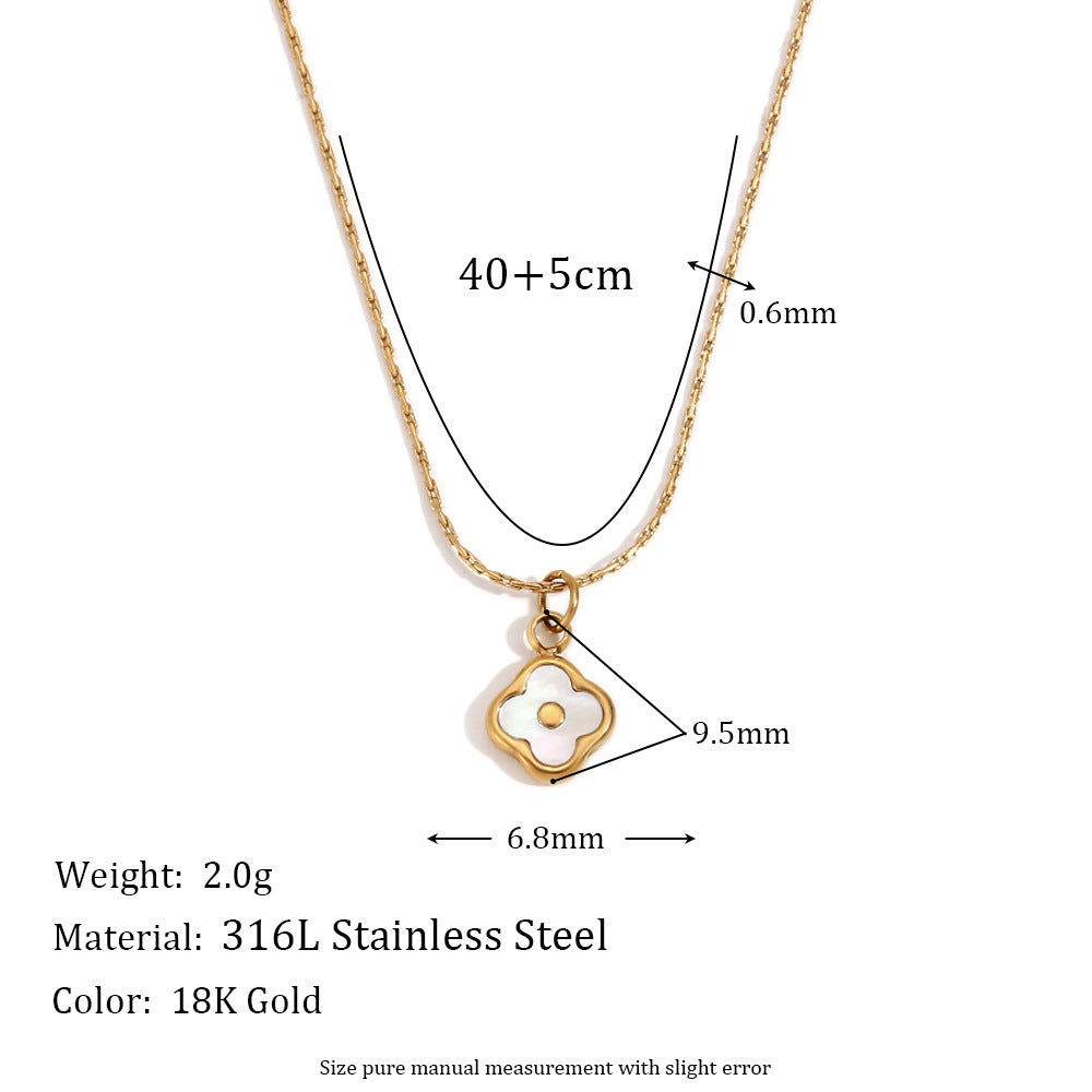 Fashionable Minimalist Shell-Shaped Stainless Steel Pendant Necklace for Women with 18K Gold Plating