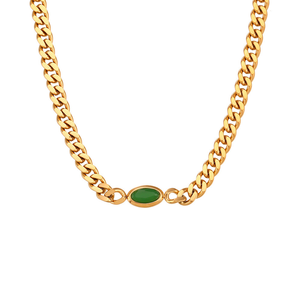 Collana girocollo minimalista ovale con ciondolo in acciaio inossidabile placcato oro 18 carati da donna