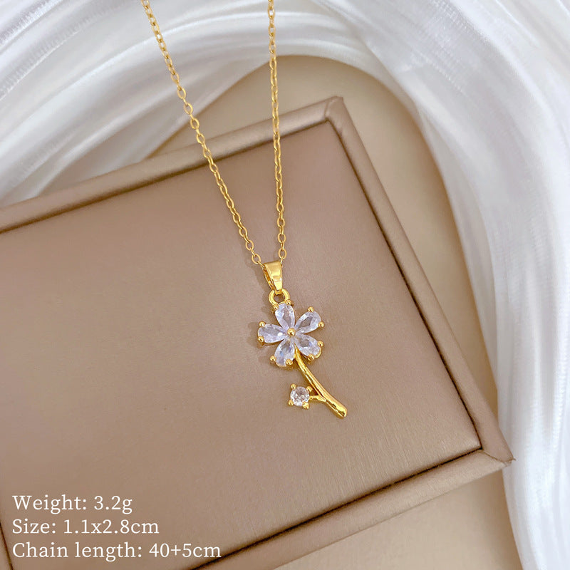 Collana Minimalista Geometrica in Acciaio al Titanio con Pendente in Rame Placcato Oro su Catena a Maglie per Uomo e Donna