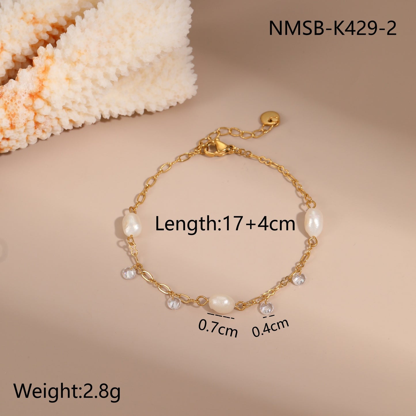 Collana da donna alla moda in acciaio inossidabile geometrico con perla d'acqua dolce e zirconi colorati