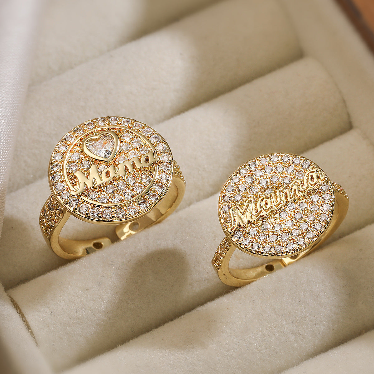 Anillo Minimalista Geométrico de Cobre con Baño de Oro de 18K y Circonitas para Mujer
