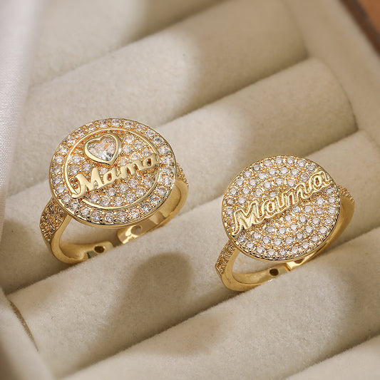 Anillo Minimalista Geométrico de Cobre con Baño de Oro de 18K y Circonitas para Mujer