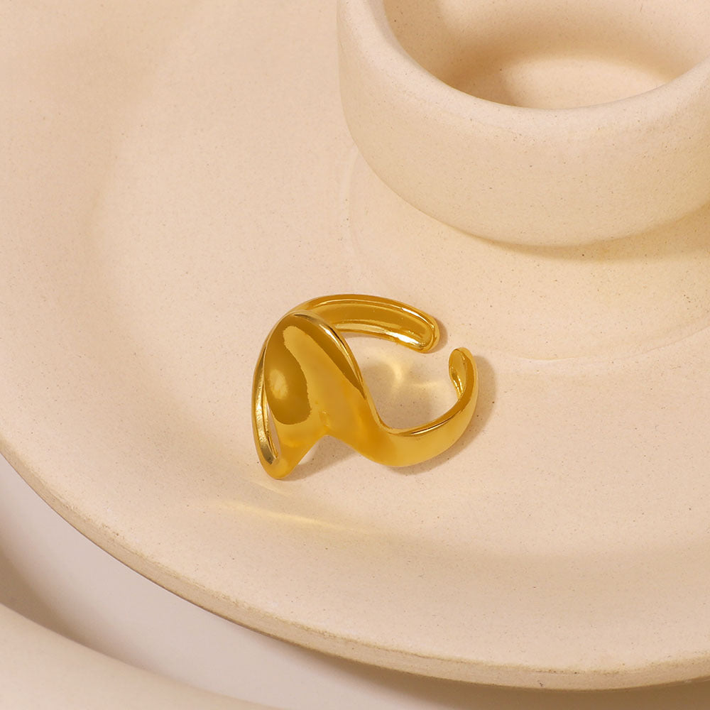 Anello in Acciaio Inox a Torsione Geometrica con Superficie Testurizzata per Gioielli di Moda Unisex Ipoallergenici