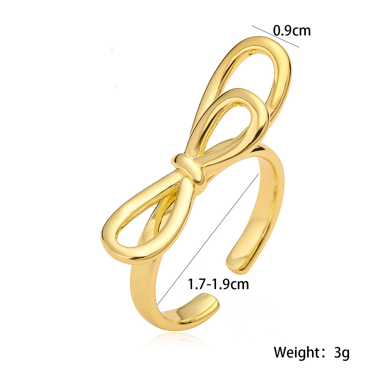 Anello Minimalista con Fiocco Vuoto da Donna in Rame Placcato Oro 18K, Design Geometrico e Irregolare