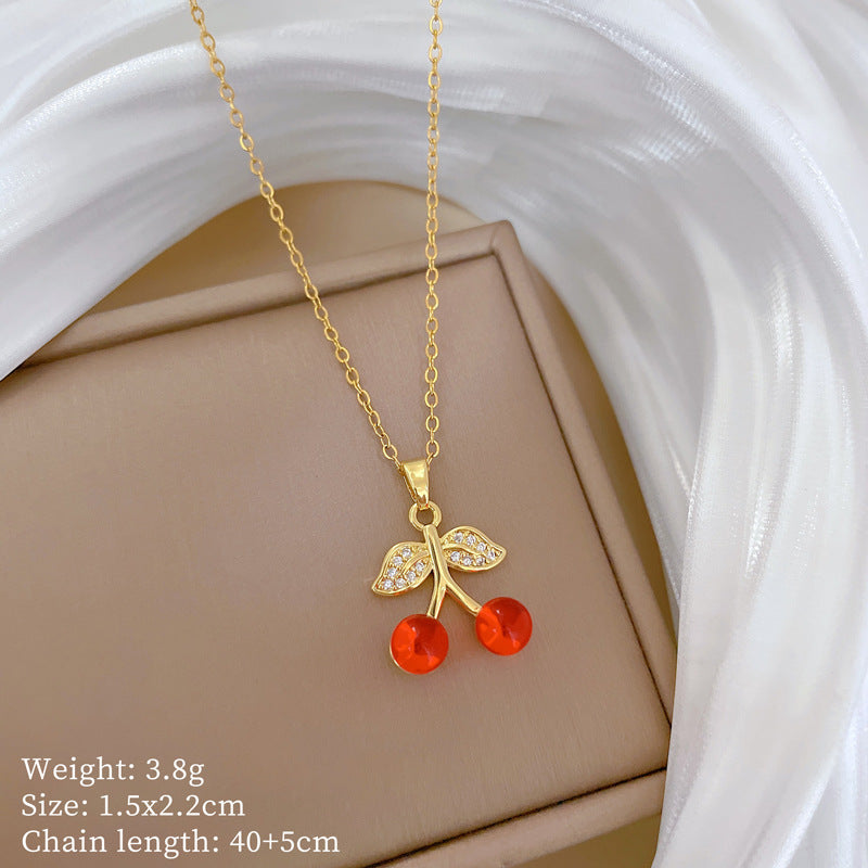 Collana in Stile Cartone Animato con Cuore in Acciaio al Titanio con Pendente in Rame e Intarsio di Strass per Donne e Uomini