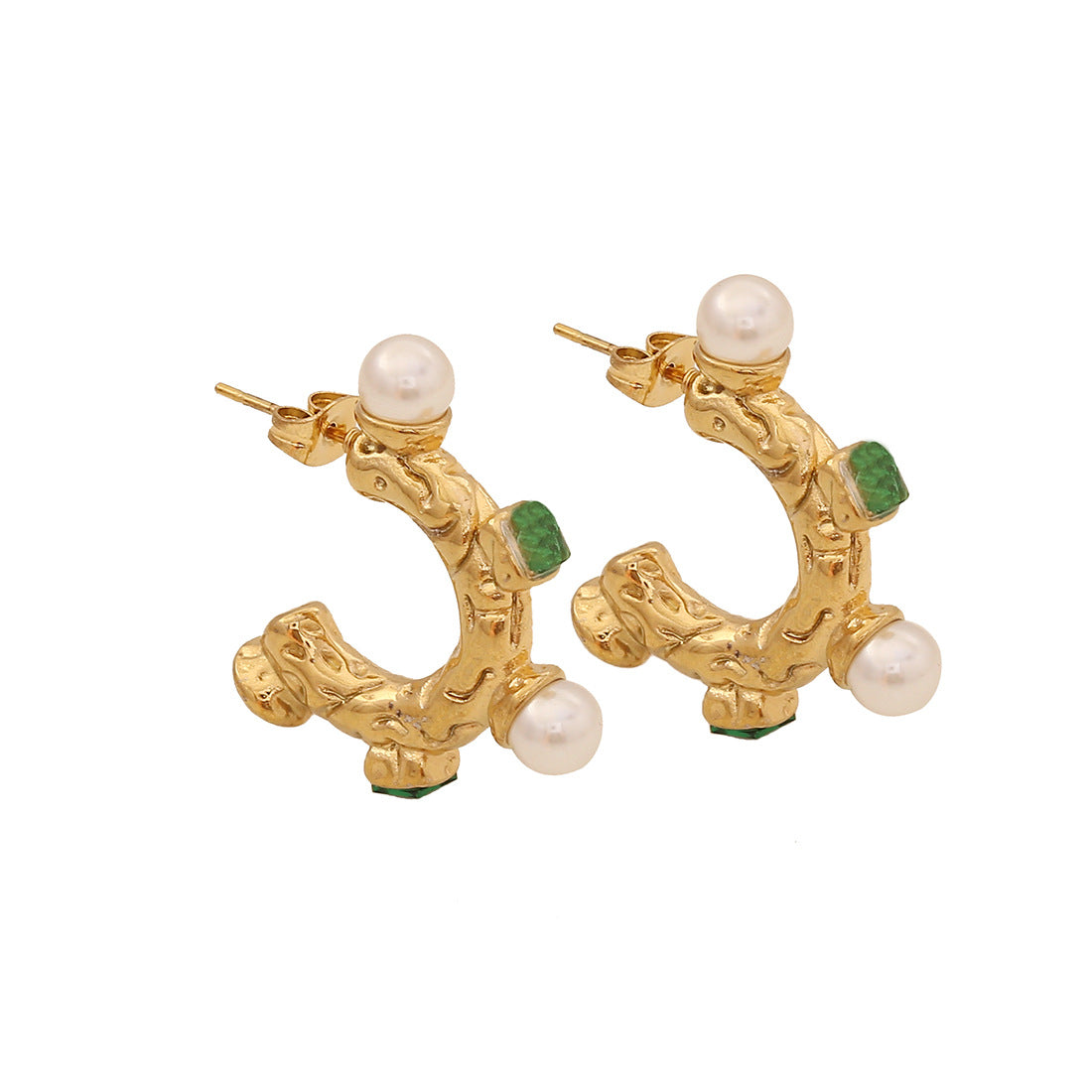 Pendientes de acero inoxidable esmaltados vintage en forma de C con diseño de línea geométrica para mujer