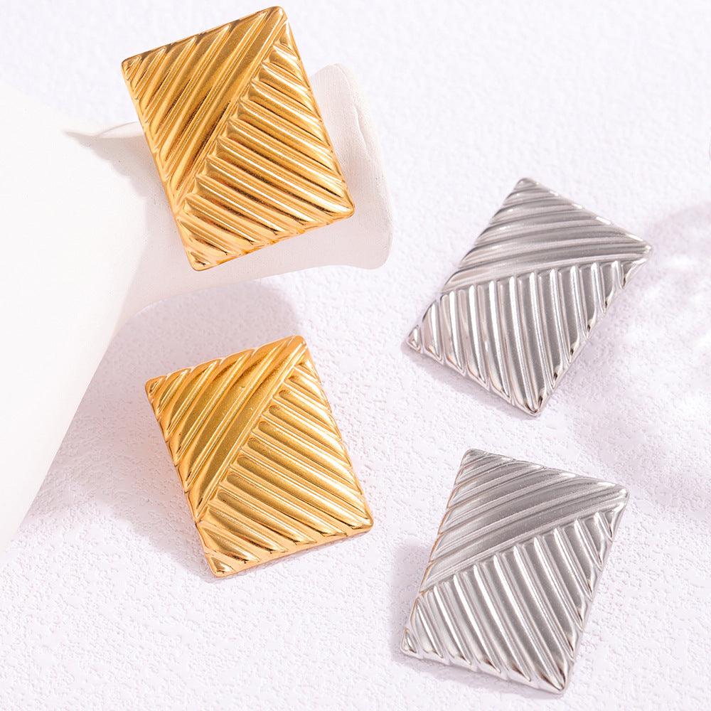 Pendientes de Tachuela de Acero de Titanio en Forma de Lazo Minimalista para Mujer, Joyería de Lujo Hipoalergénica con Chapado en Oro o Acero
