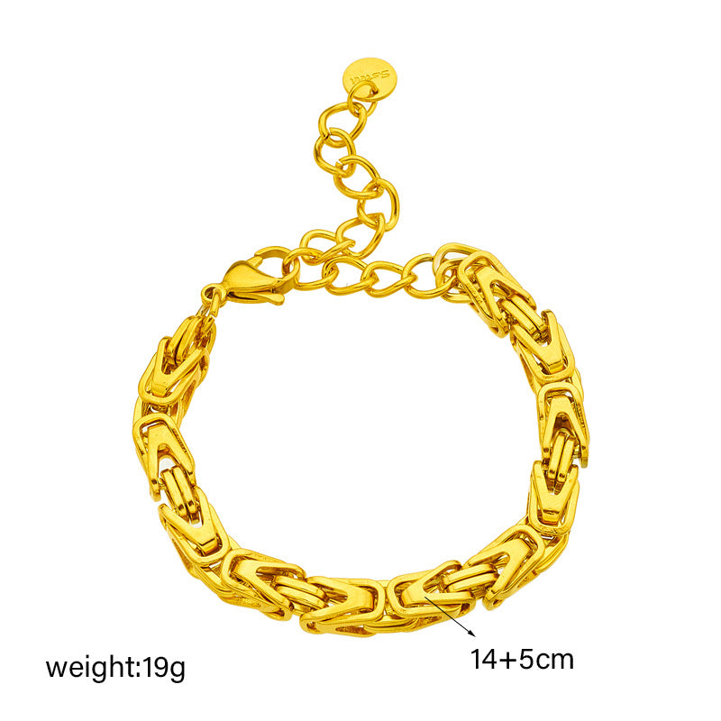 Punk Industrial Titanium Steel Thick Chain Bracelet for Men with Plated Finish