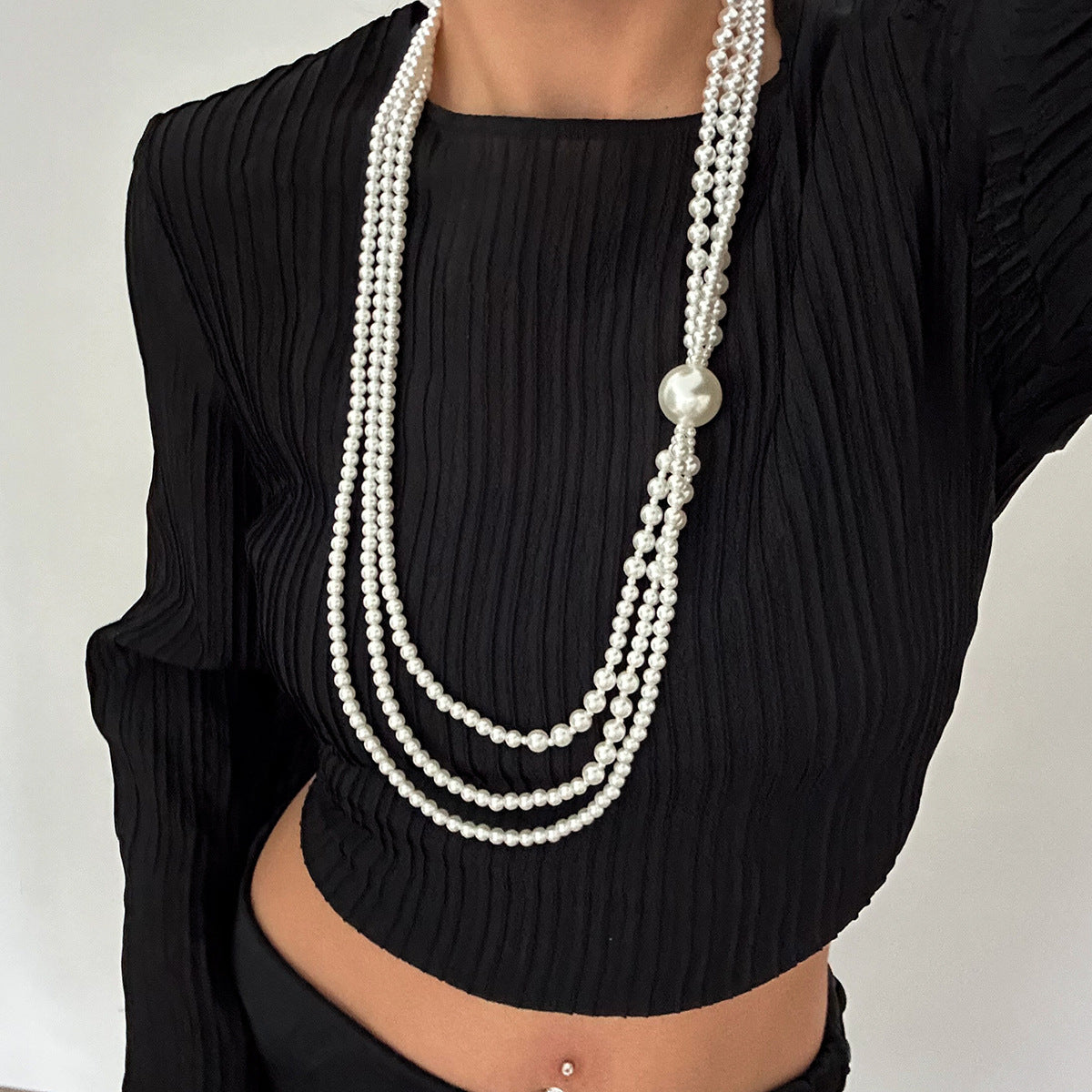 Collana da donna esagerata in stile barocco con perle, design geometrico, perline multistrato e finitura artigianale