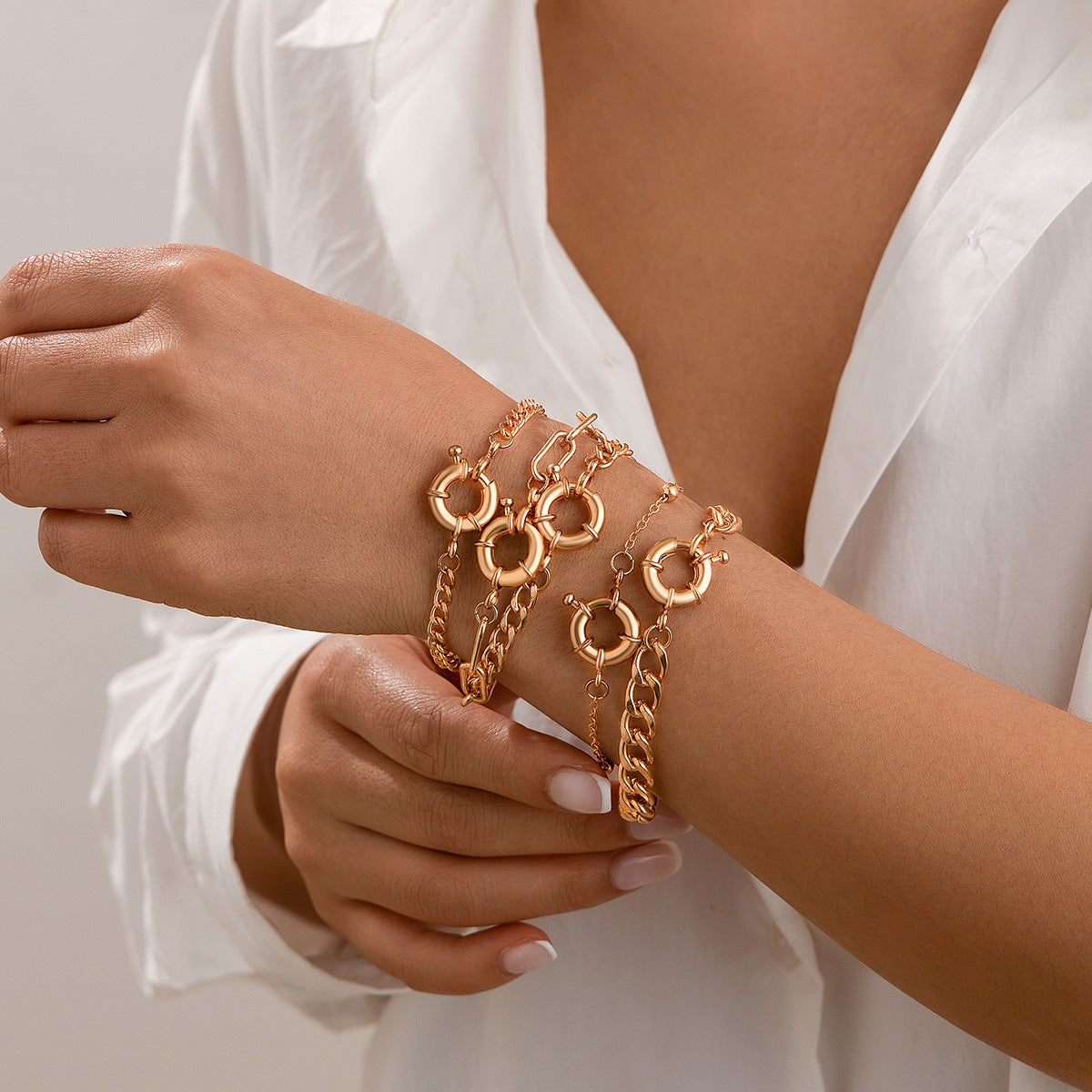 Punk Geometric Alloy Plated Bracelet for Women