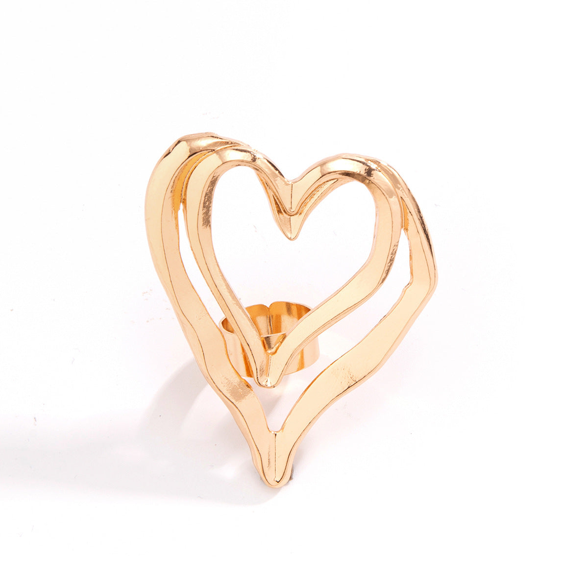 Sweet Punk Plated Alloy Heart Cross Ring with Floral Pattern for Women