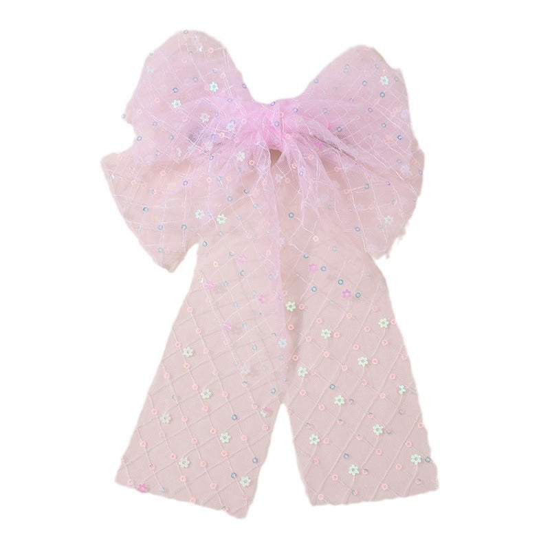 Fermaglio per Capelli a Farfalla Stile Naturale per Bambine con Rete in Tulle e Dettaglio Arricciato, Accessorio per Capelli con Molletta a Scatto