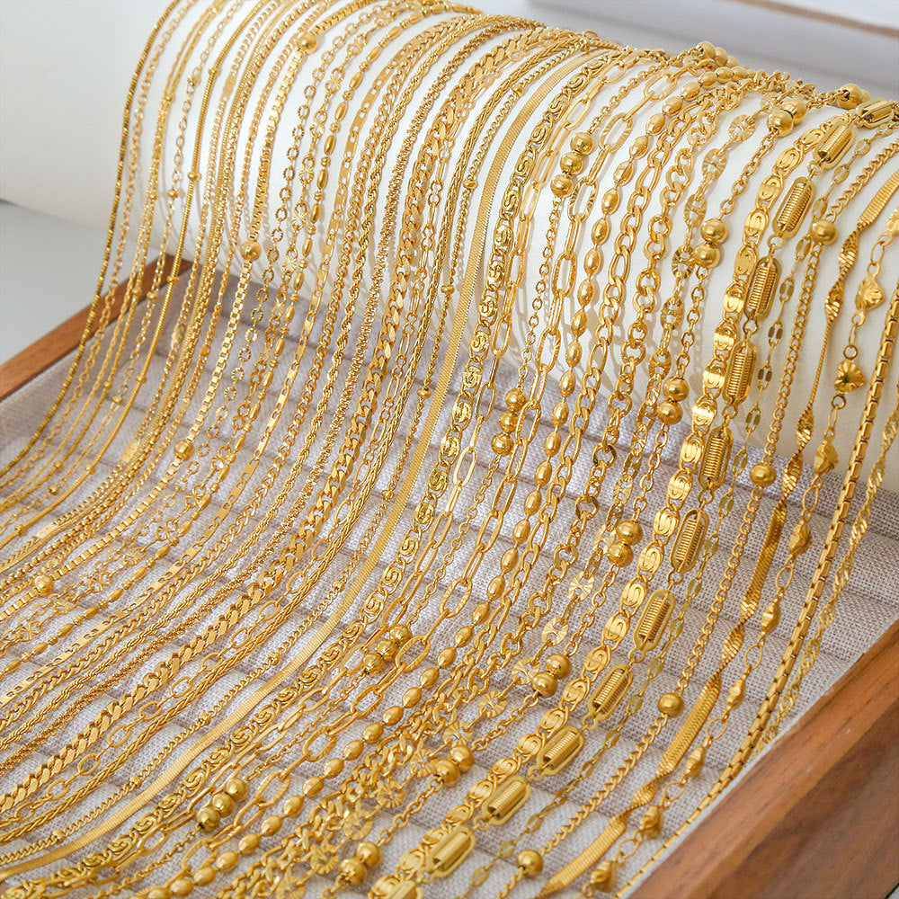 Collana con Ciondoli Geometrici Minimalisti in Acciaio al Titanio Placcato con Nappe, Charm Fai da Te per Donne
