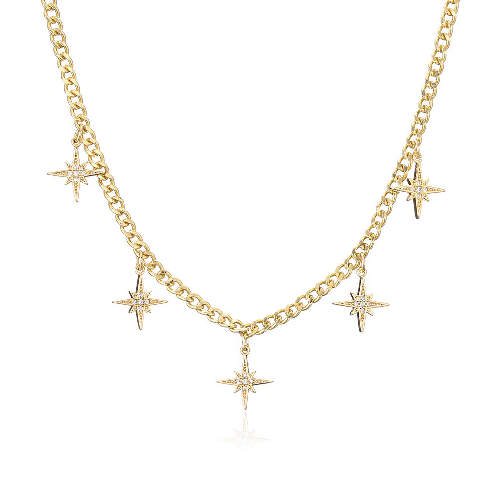 Geometric Gold Plated Brass Evil Eye Pendant Necklace for Women