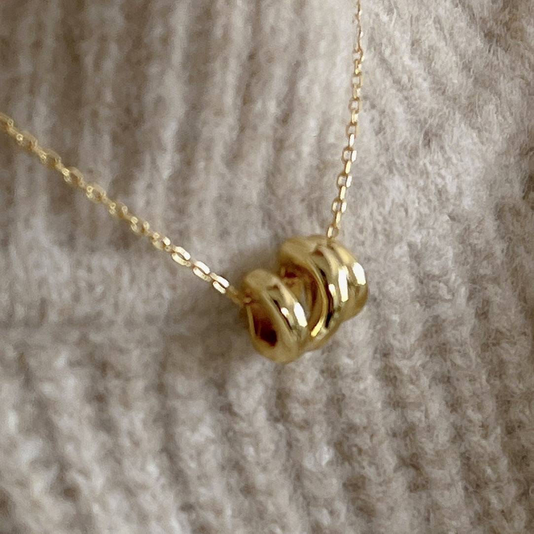 Collana Minimalista Ondulata con Texture Geometrica in Argento Sterling 925 con Finitura Placcata Oro