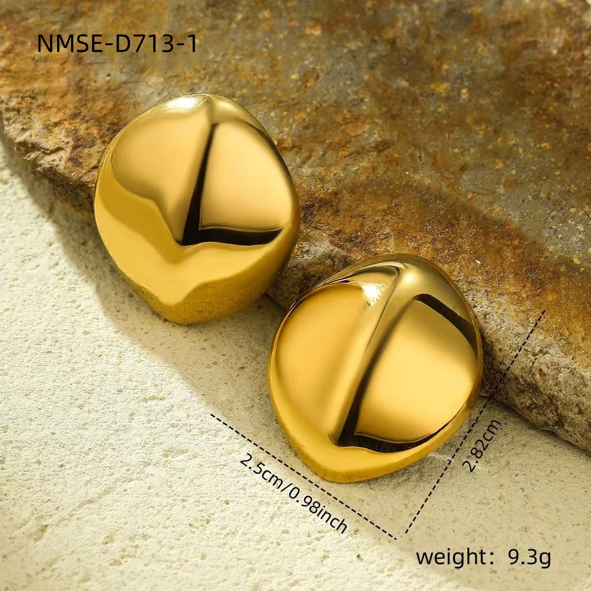 Pendientes de botón cuadrados redondos irregulares de acero inoxidable chapado en oro de 18 quilates con diseño geométrico minimalista para mujer