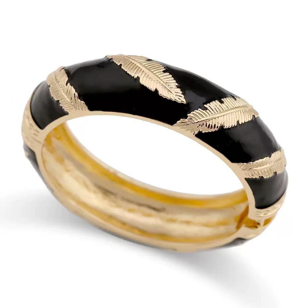 Punk Geometric Zebra Print Enamel Drip Oil Alloy Wide Cuff Bracelet for Women