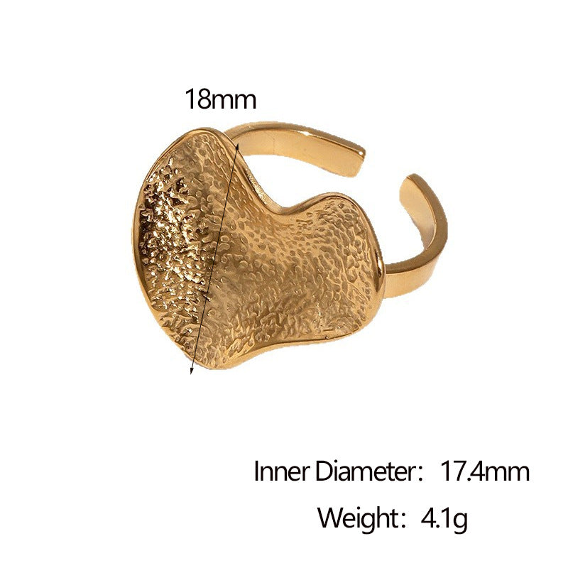 Anello Aperto Minimalista Irregolare Testurizzato Placcato Oro 18K in Acciaio Inossidabile Gioielli Geometrici da Donna