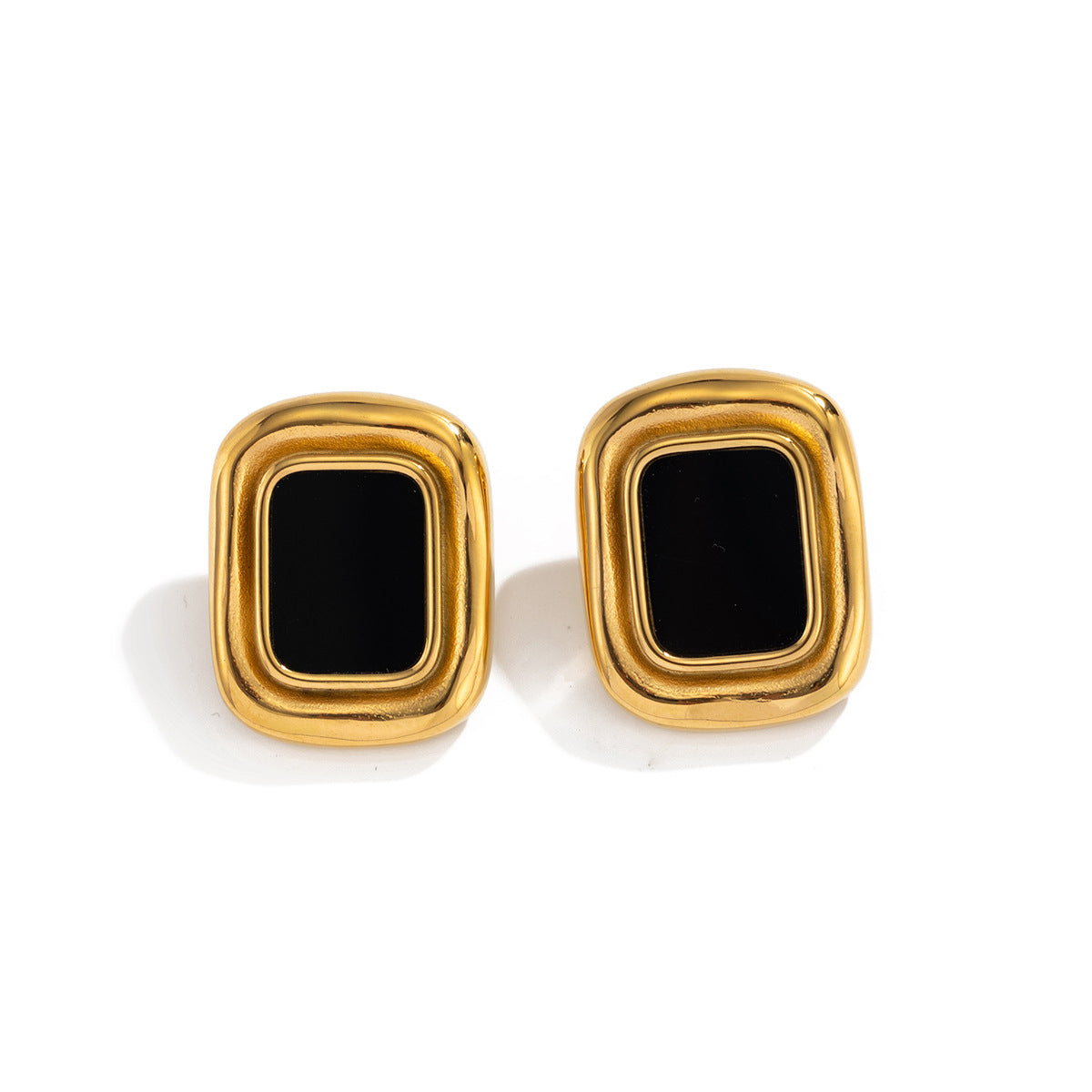 Vintage Business Square Geometric Stainless Steel PVD 18K Gold Plated Earrings for Women