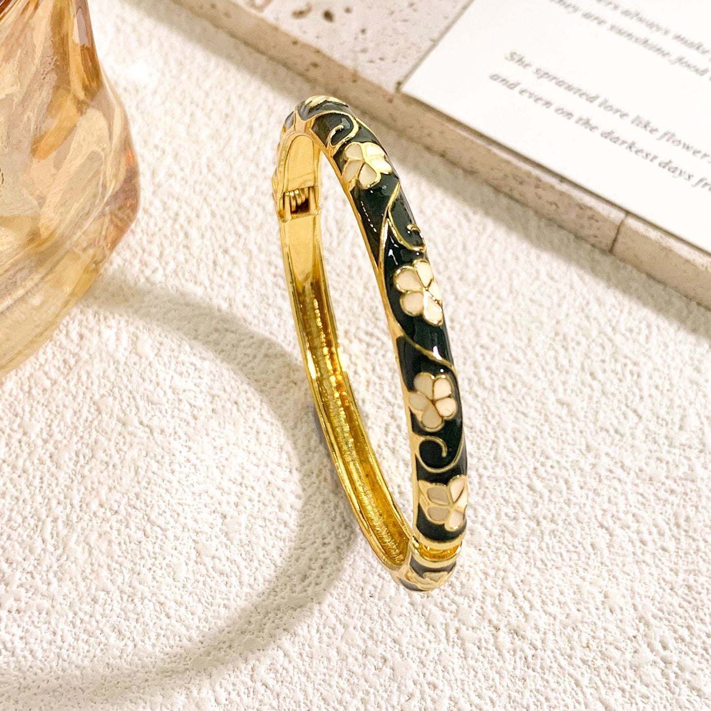 Bracciale rigido in lega smaltata di lusso vintage, design geometrico rotondo ovale, gioielli alla moda