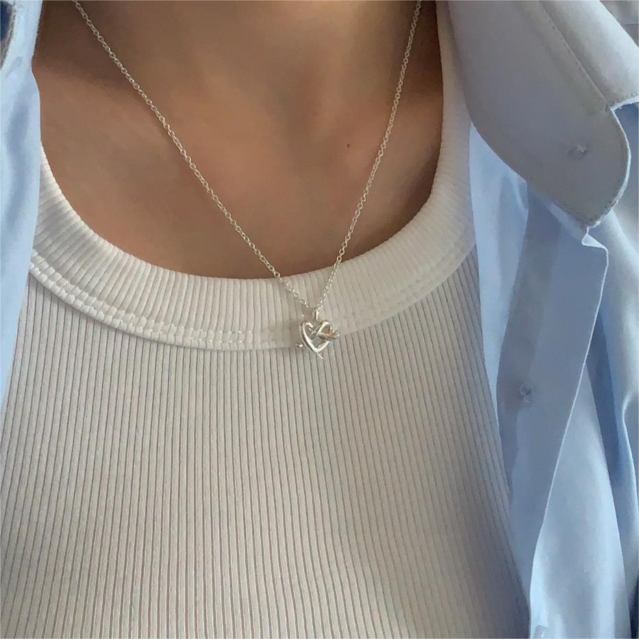 Minimalist Heart-Shaped 925 Sterling Silver Necklace with Plated Finish, Snake Chain Style for Women