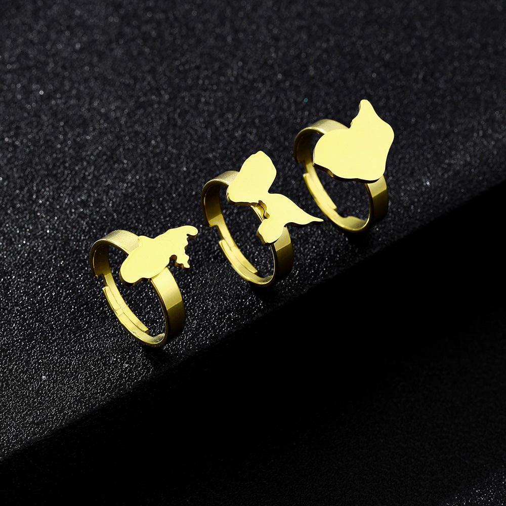 Anillo Unisex de Acero Inoxidable con Diseño Étnico Geométrico y Acabado Bañado