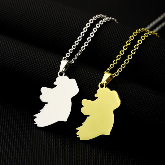 Collar con Colgante de Mapa Geométrico Minimalista de Irlanda en Acero Inoxidable con Acabado Chapado para Uso Unisex