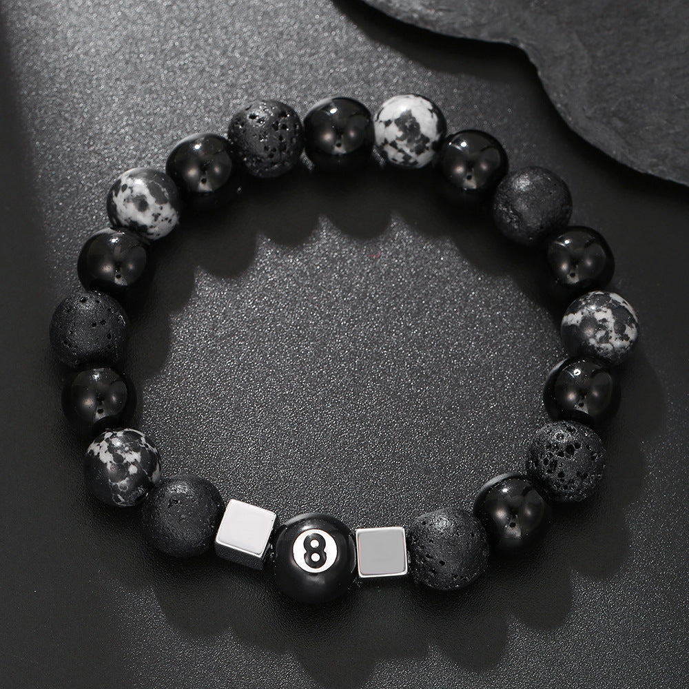 Ethnic Streetwear 10mm Round Agate Hematite Snowflake Obsidian Beaded Bracelet Unisex Buddha Design