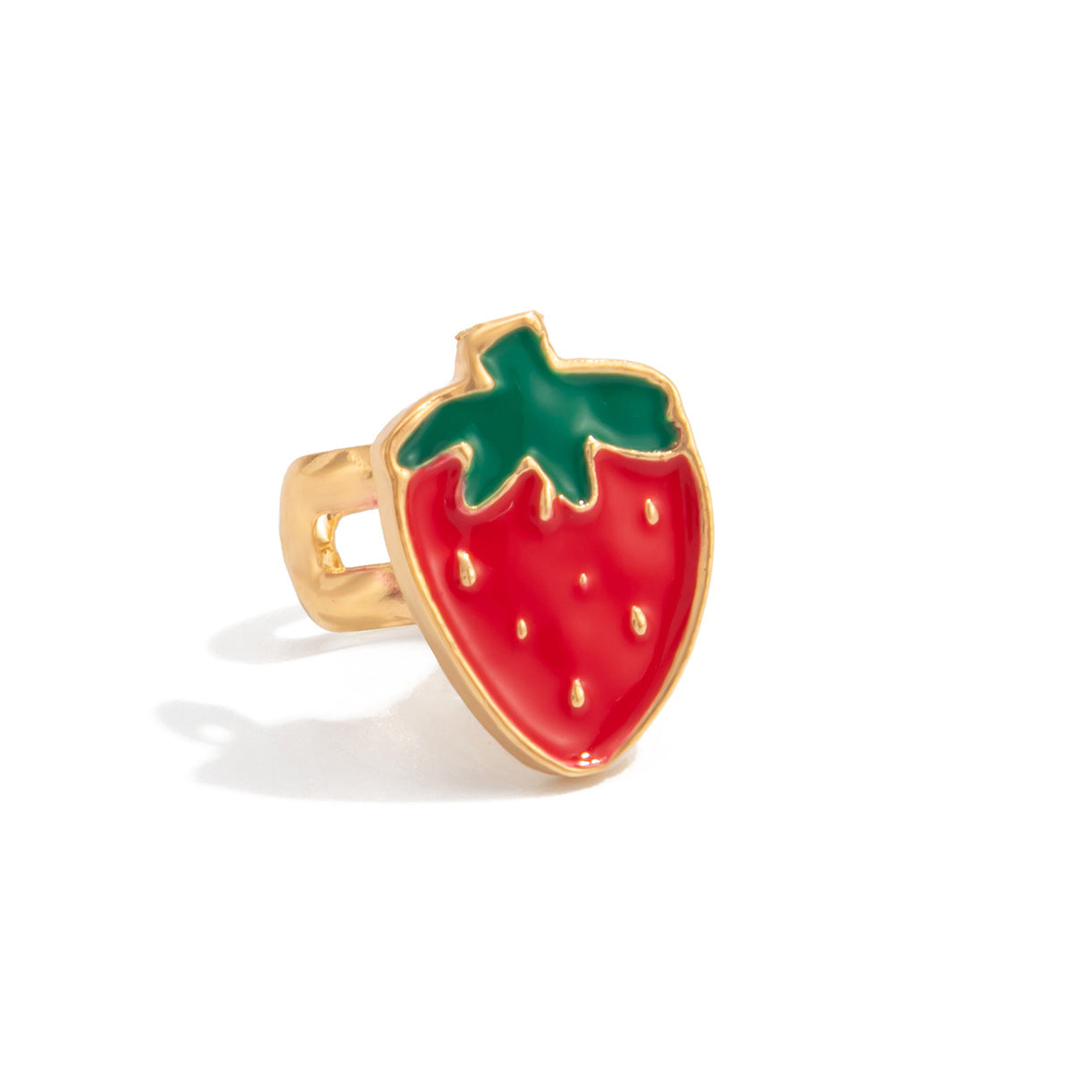 Cute Strawberry-Shaped Alloy Ear Cuffs with Plated Finish for Women, Minimalist Cartoon-Inspired Ear Bone Clips