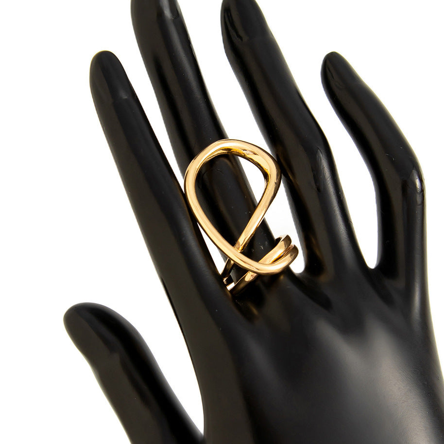 Brazalete de metal geométrico estilo punk con detalle de perla grande para mujer