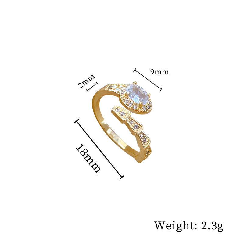 Minimalist Sweet Geometric Round Brass Plated Rhinestone Ring for Women and Men